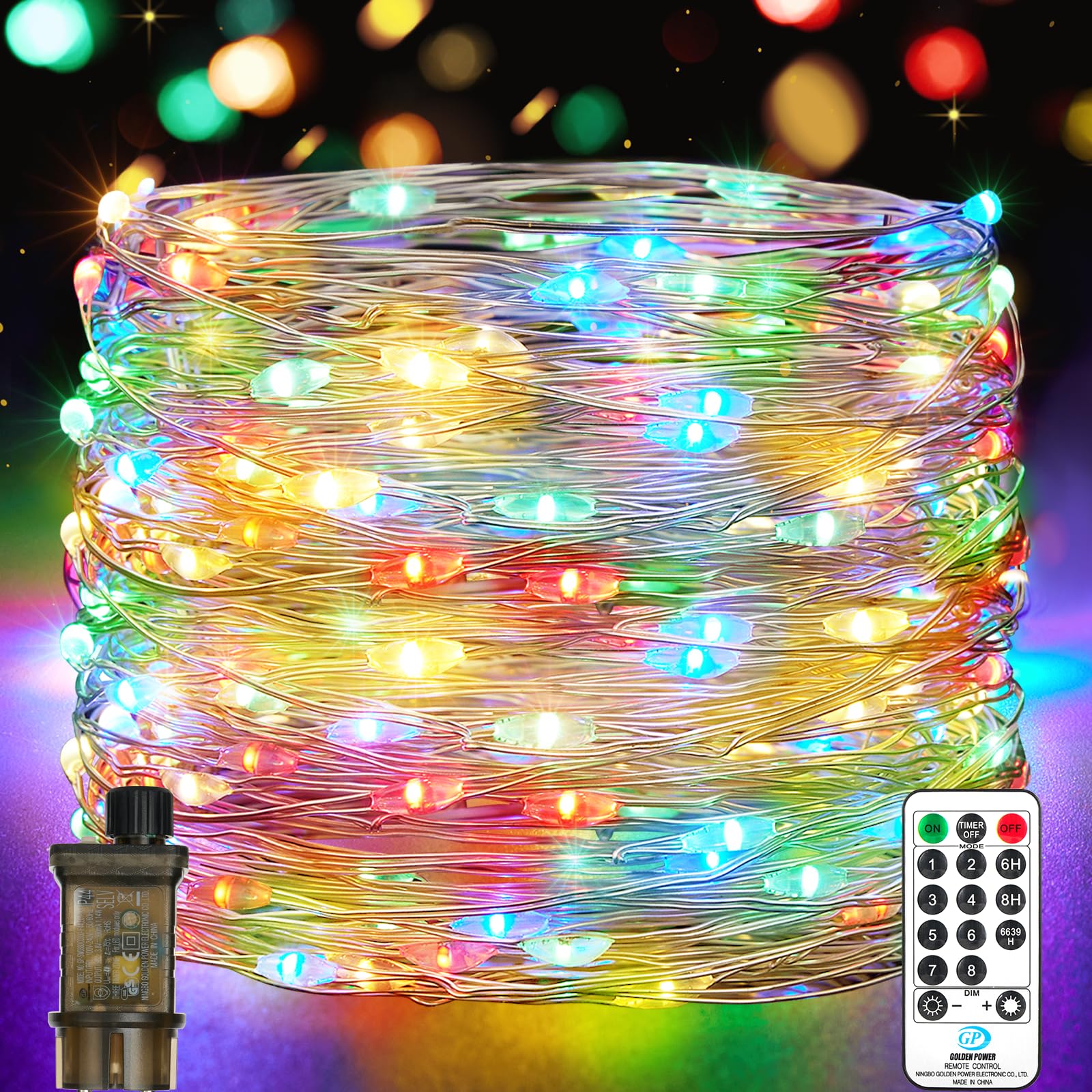 Fairy Lights Plug in, 15M 150LEDs String Lights, 8 Modes Multicolor Copper Wire Fairy Lights with Remote, Waterproof Fairy Lights Mains Powered, Wire Lights for Indoor Outdoor Wedding Christmas Garden