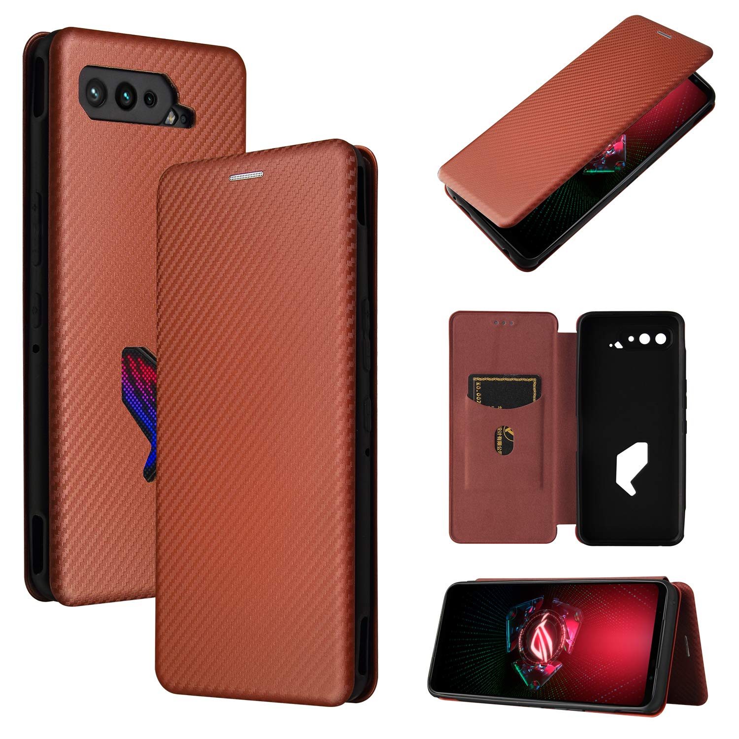 Amazon.co.jp: Pelanty for Asus ROG Phone 5 ケース 手帳型 炭素繊維
