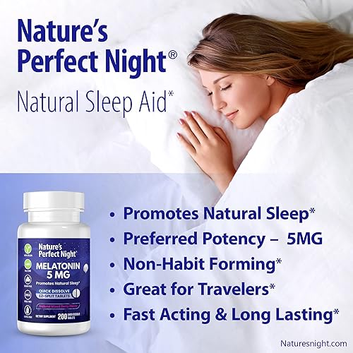 Miniatura 2 de Nature's Perfect Night Melatonina 5mg | 200 tabletas de disolución rápida | Sabor natural de bayas mixtas | Potencia preferida | Sin azúcar | Vegano