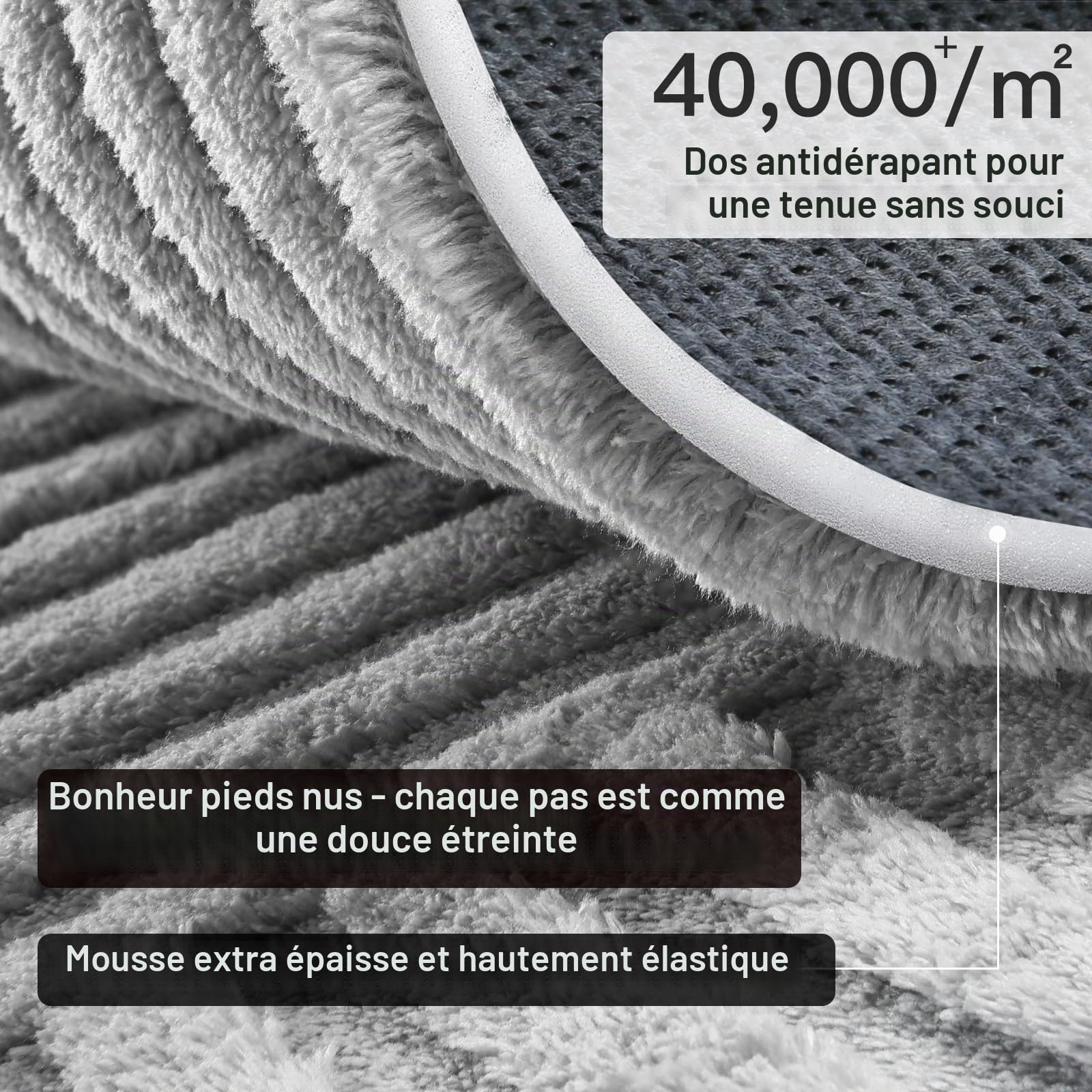 Sour Lemon Tapis de salon 200 x 300 cm, Tapis 3D gris clair avec design circulaire, Tapis peluche courte lavable, Tapis antidérapant pour chambre, salle à manger, cuisine et bureau