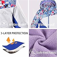 Vista 2 de Conjunto de traje de nieve para niñas, chaqueta de esquí de invierno y pantalones con capucha, resistente al viento, impermeable, cálido