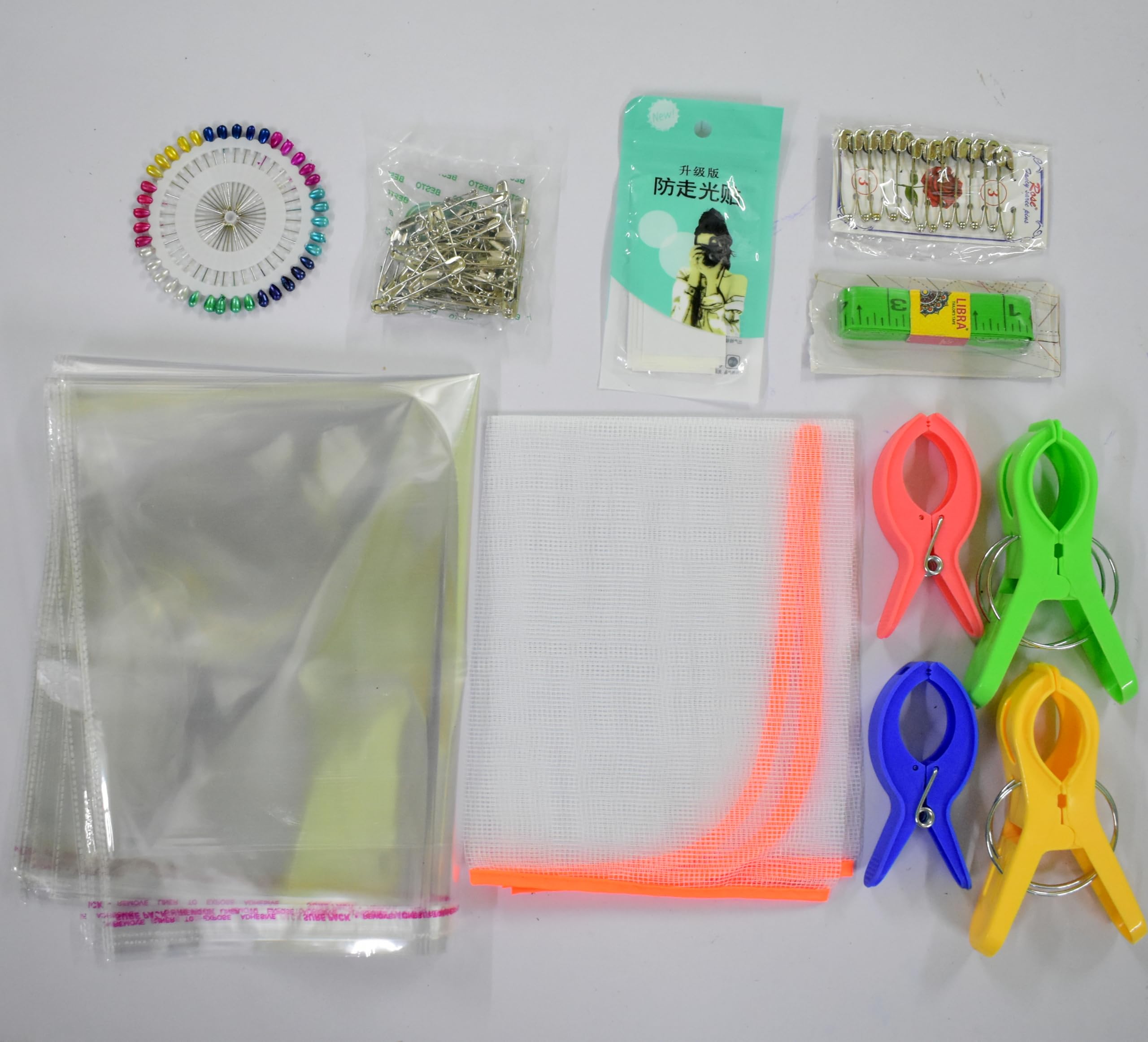 Saree Pre-Pleating Kit with 9 Items | 5-inch and 4-inch Clip 2 pcs, Ironing Mat 1, Ball-Headed Pins (Size 3), InchTape, Saree Cover 5, Safety pin 50 pcs, Cloth Tape 1, and Pearl Pin 40 nos-picture-39