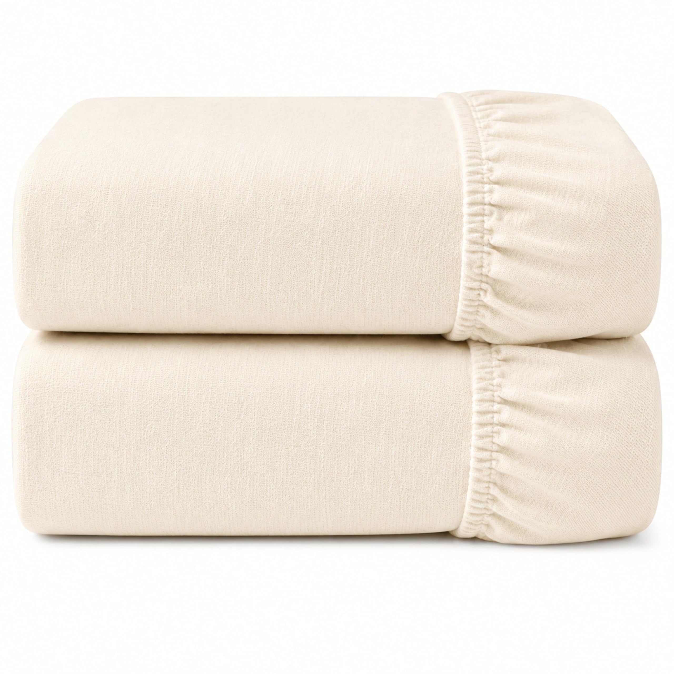 Dudu N Girlie Cot Bed Fitted Sheets, Toddler Bedding, Cream, 2 Pack