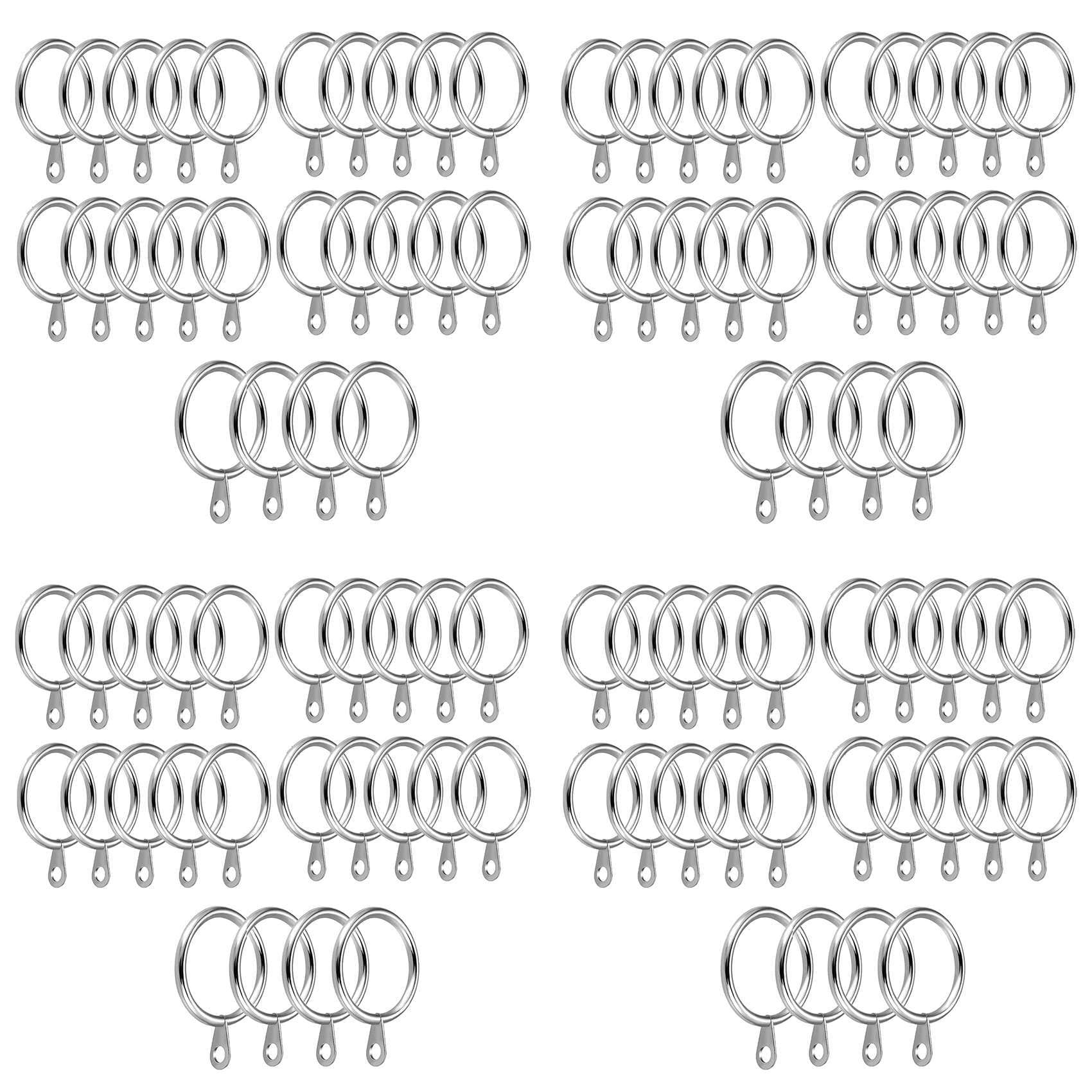 Hndhbfgrt 96 Pack Metal Curtain Rings, 30mm Internal Diameter Eyelets for Curtain Poles, Rods and Drapery, Silver