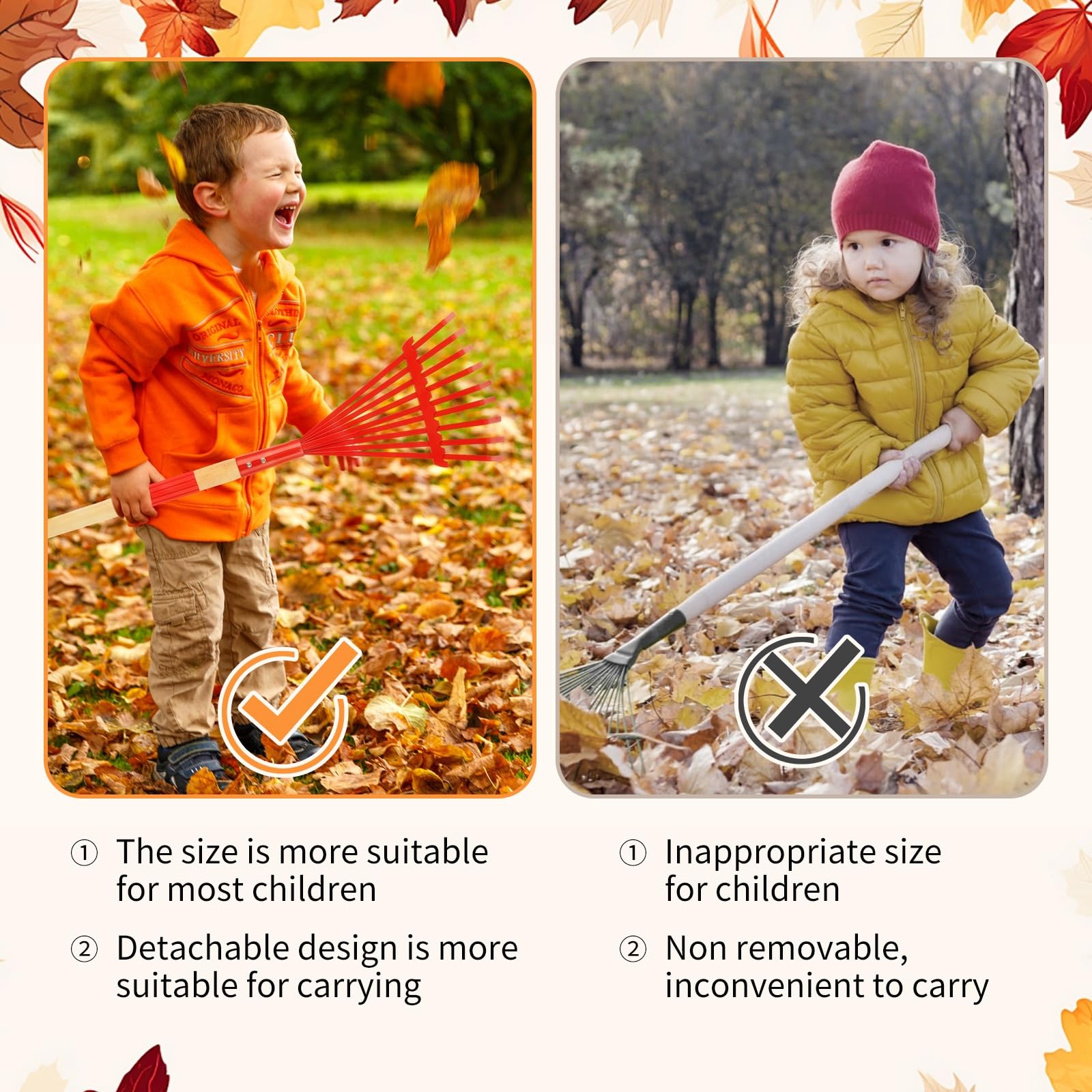 Outil De Jardin Pour Enfant Manche En Bois Râteau à Feuilles - Jeux d