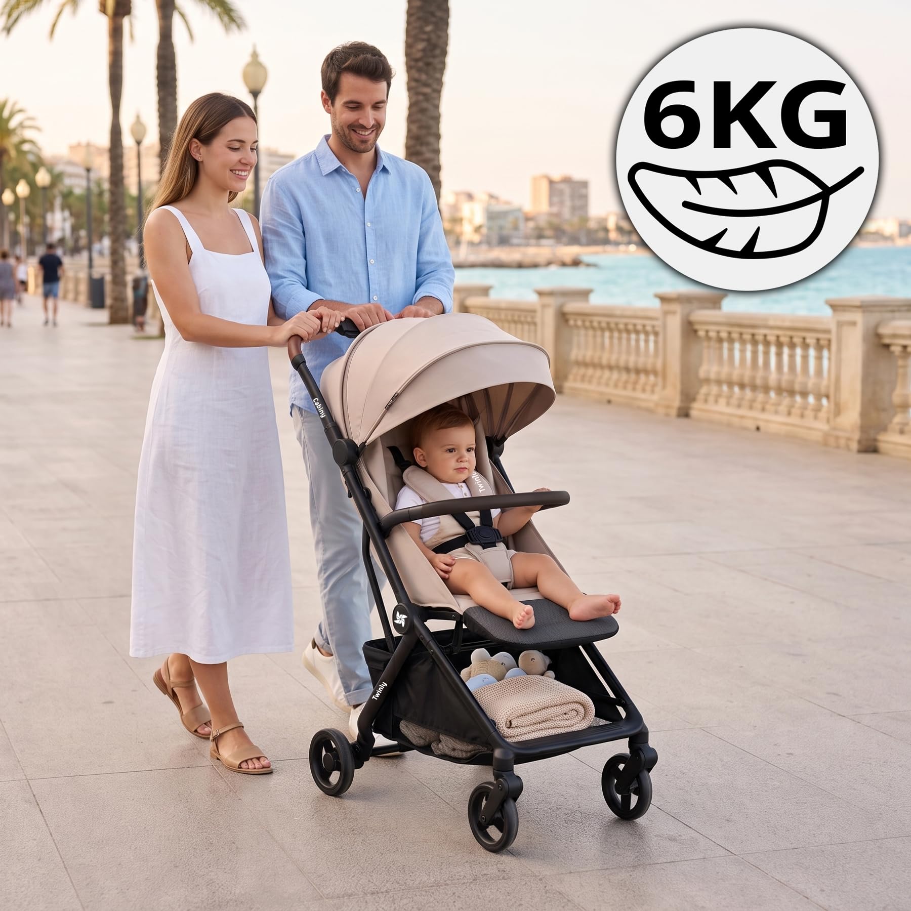 Twinly Cabiny Silla de Paseo Ligera Cabina Avión hasta 22 kg, Negro