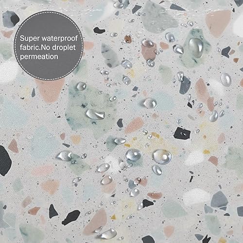 Miniatura 5 de Cortina de ducha para baño con 12 ganchos, cortinas de ducha impermeables, cortina de baño de mármol de terrazo, cortina de baño pastel, decoración