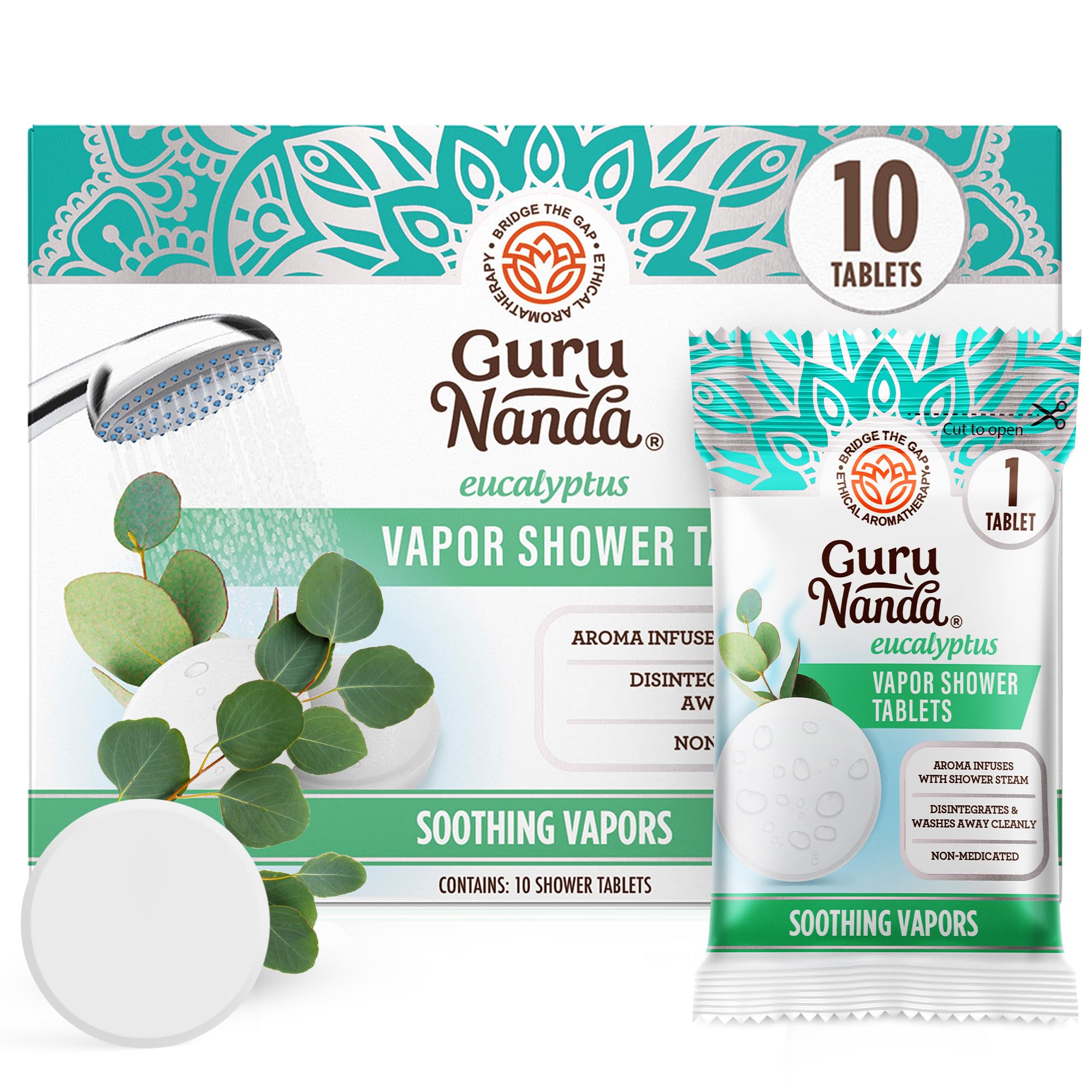 Photo 1 of GuruNanda Eucalyptus Vapor Shower Tablets, Clean-Dissolving Aromatherapy Shower Steamers with Eucalyptus & Menthol, Promotes Relaxation, Ideal for Gifting, 10 Count