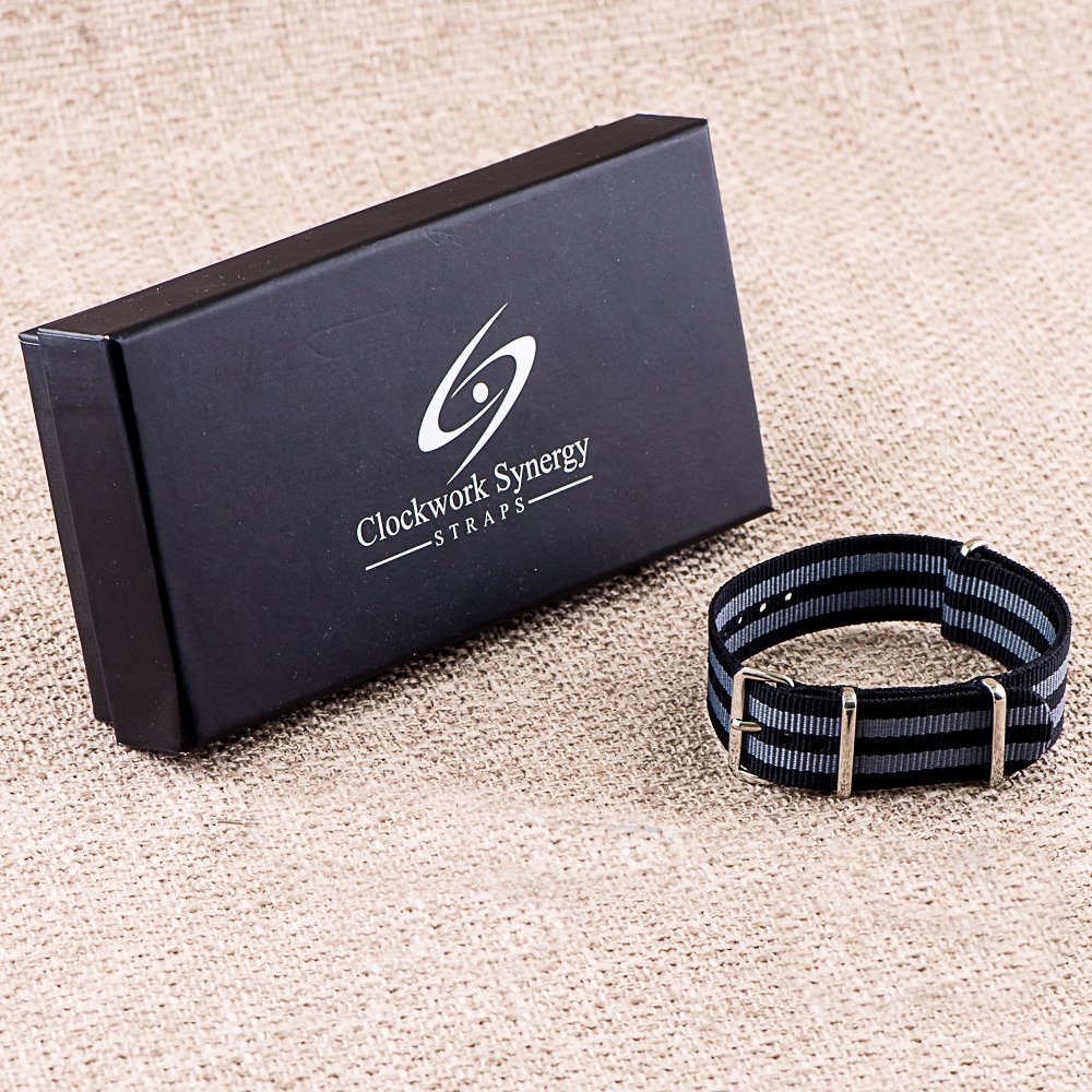 Clockwork Synergy® Classic Ballistic - 26mm Black & Grey Nylon Ballistic Watch Strap Band