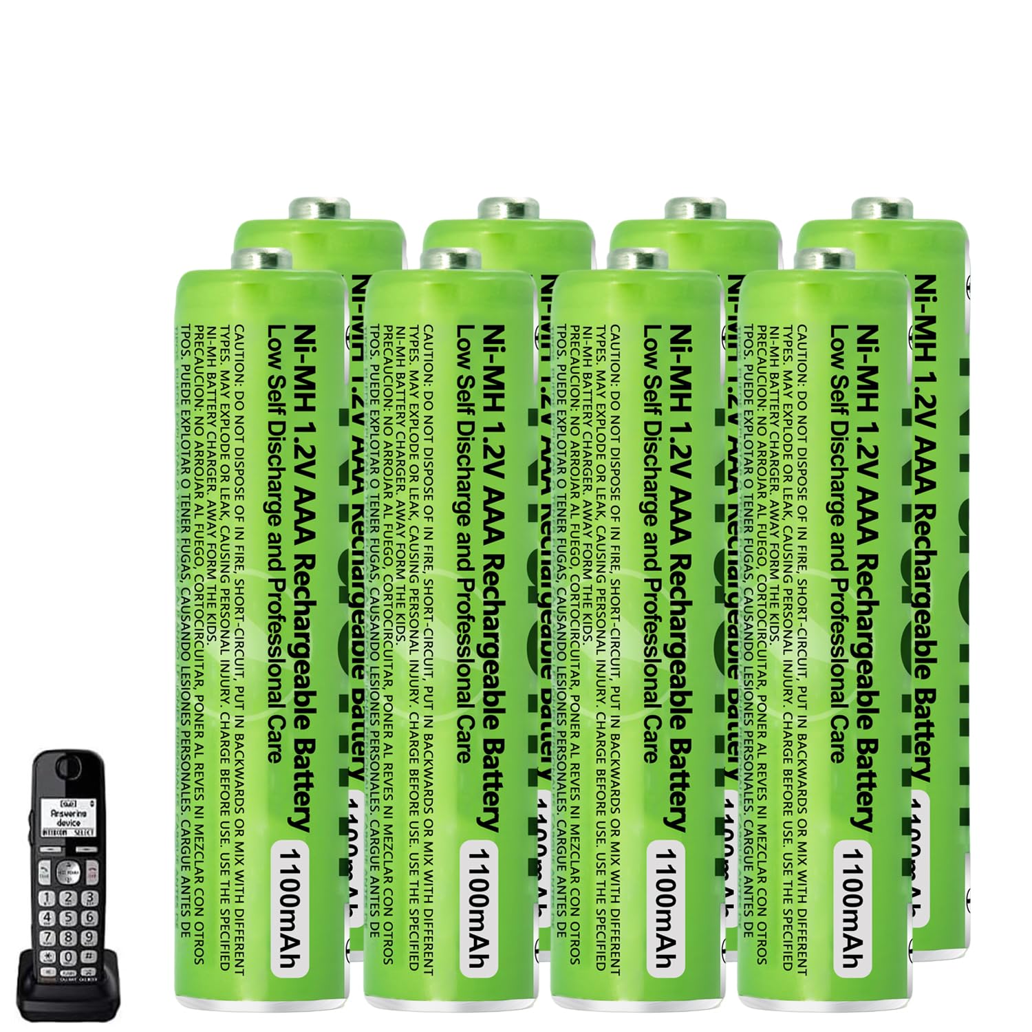 8 Pack NI-MH AAA Rechargeable Battery for Panasonic, 1.2V 1100mah AAA Rechargeable Batteries for Panasonic Cordless Phones Handset, Remote Controls, Electronics