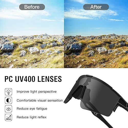 Miniatura 5 de DUCO Gafas de sol deportivas para hombre, gafas de sol de ciclismo, gafas de sol de béisbol juveniles, ligeras, TR90, gafas de marco DC0032