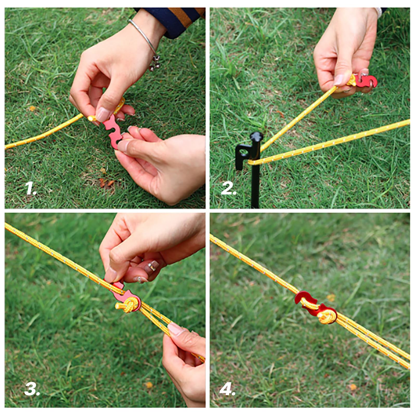 XAGMODSHN 10Pcs Rope Tensioner Camping Tent Cord Adjuster Camping Gear for Backpacking Tent Stake Guy Line Tensioner Tent Cord