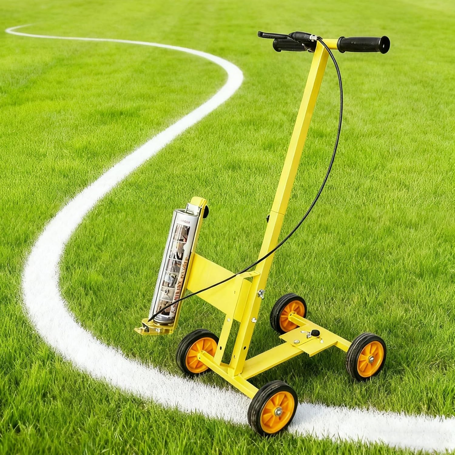 Manual Line Marking Machine for Grass Fields, Straight & Curved Line Paint Striping Machine, 4-Wheel Hand Push Road Marker for Workshops