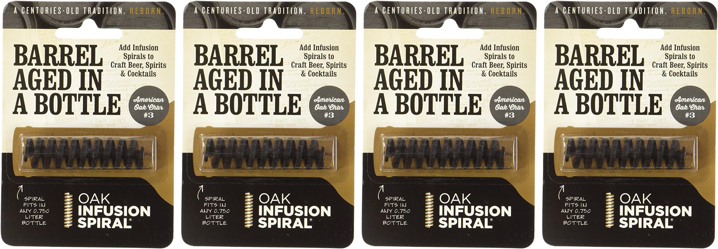 Oak Infusion Spiral 2.5" for Whiskey | Oak Spirals for Aging Whiskey, Wine & Beer (Pack of 4) | Barrel Aged in a Bottle Infusion Spiral for Wine Making & Craft Beer