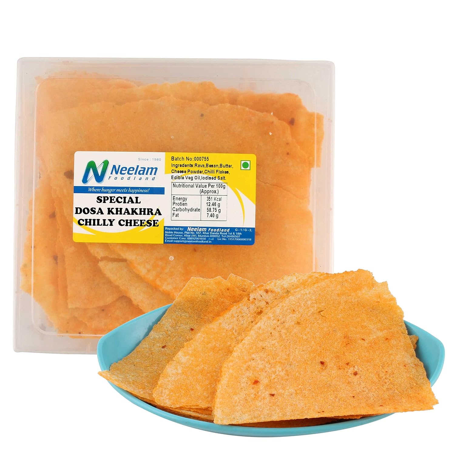 Neelam Foodland Special Chilly Cheese Dosa Khakhra 20Pc 0.23 Kg