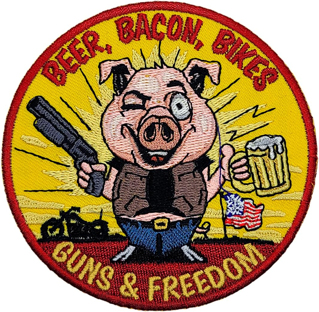 Beer Bacon Bikes and Guns Freedom Patch 3.5 x 3.5 inch Iron on Sew on P925