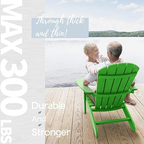 Miniatura 6 de YEFU Silla Adirondack de plástico resistente a la intemperie, sillas de patio de 5 escalones, fácil instalación, se ve exactamente como madera real,