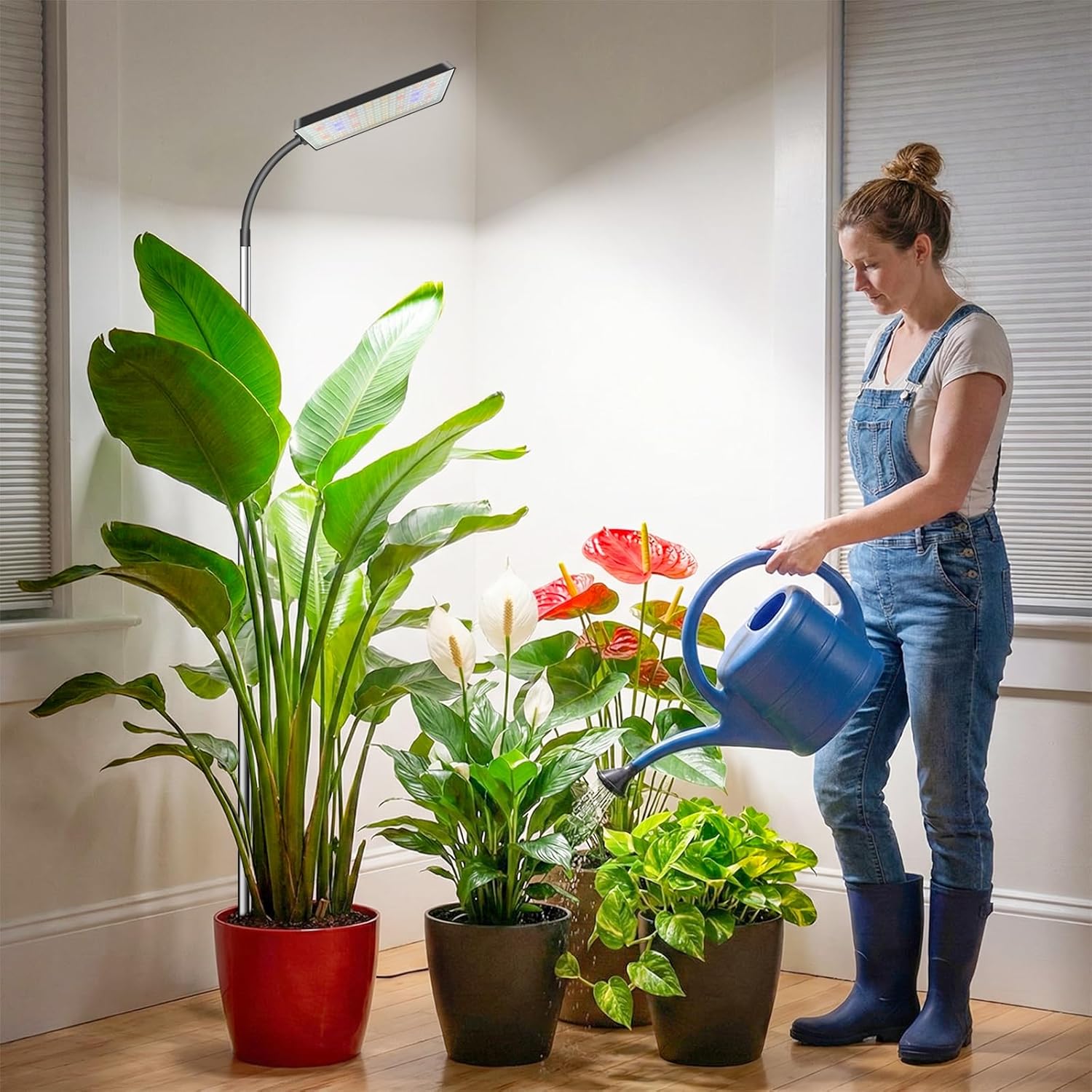 Grow Lights for Indoor Plants,153 LEDs Full Spectrum Plant Light, Plant Growing Lamp with 6/12/16 Timer, 5 Dimmable Levels,360° Gooseneck, 10''-65'' Adjustable Height for Small/Large Plant.