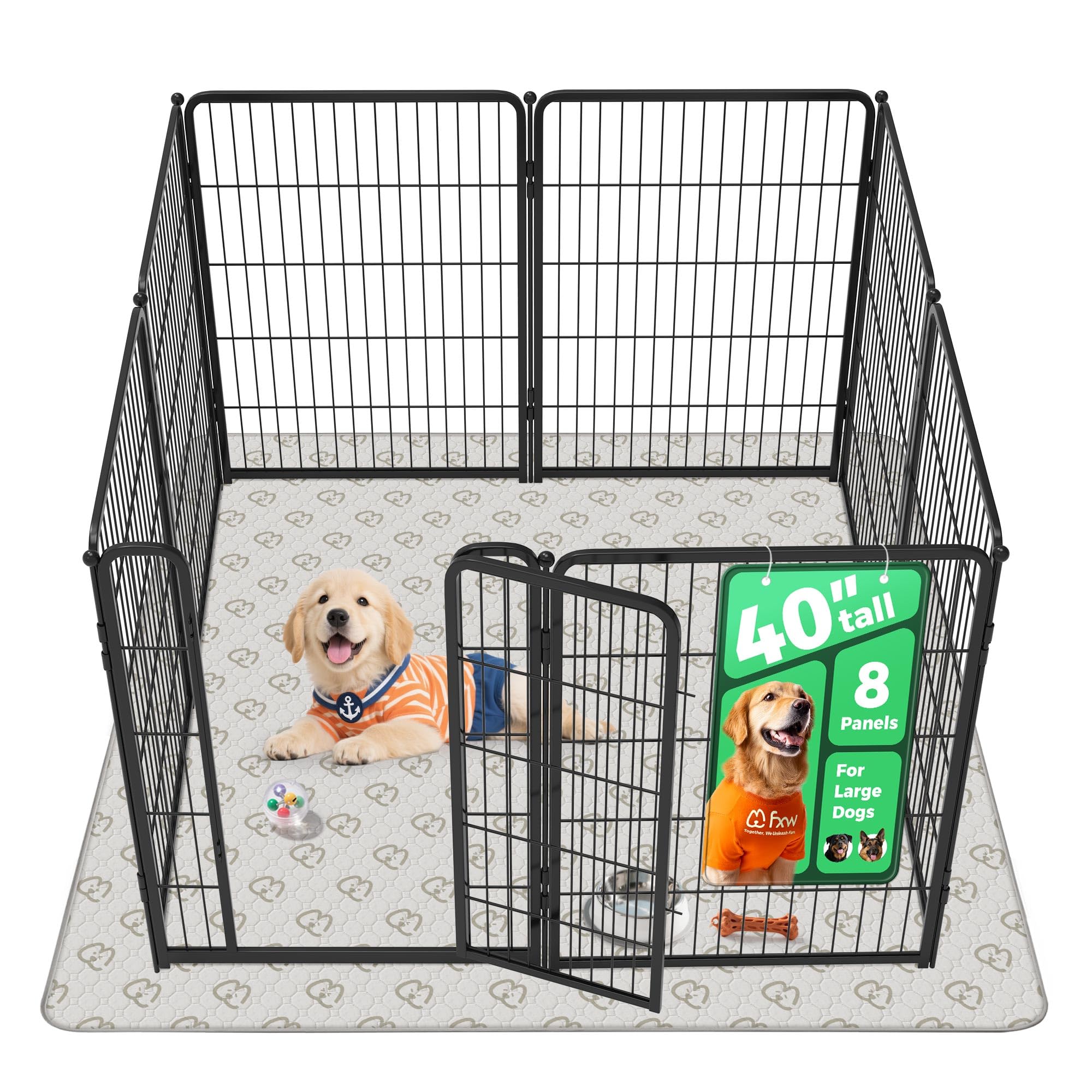 FXW Homeplus Indoor Dog Playpen with Washable Pee Pad, 40" H, 8 Panels