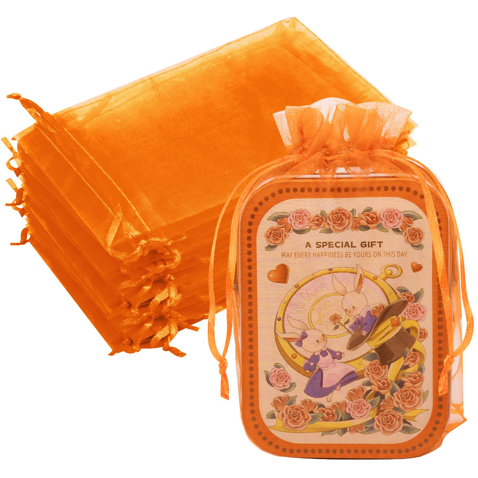 Crweety 50 Pack Orange Organza Bags 6x9 Inches | Mubboo