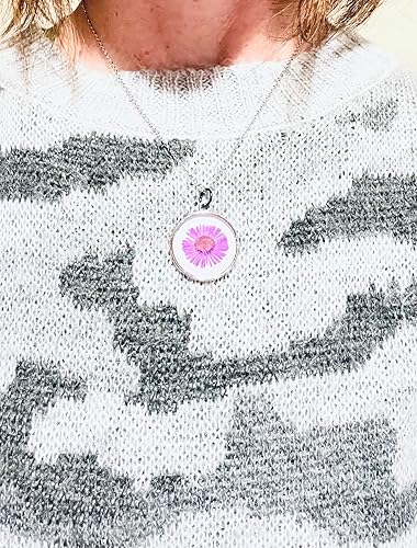 Miniatura 7 de Real Flowers in Resin necklace and pendant  Purple Pressed Flower over White Resin  Silver Frame  Handmade  Silver 16-18" Chain