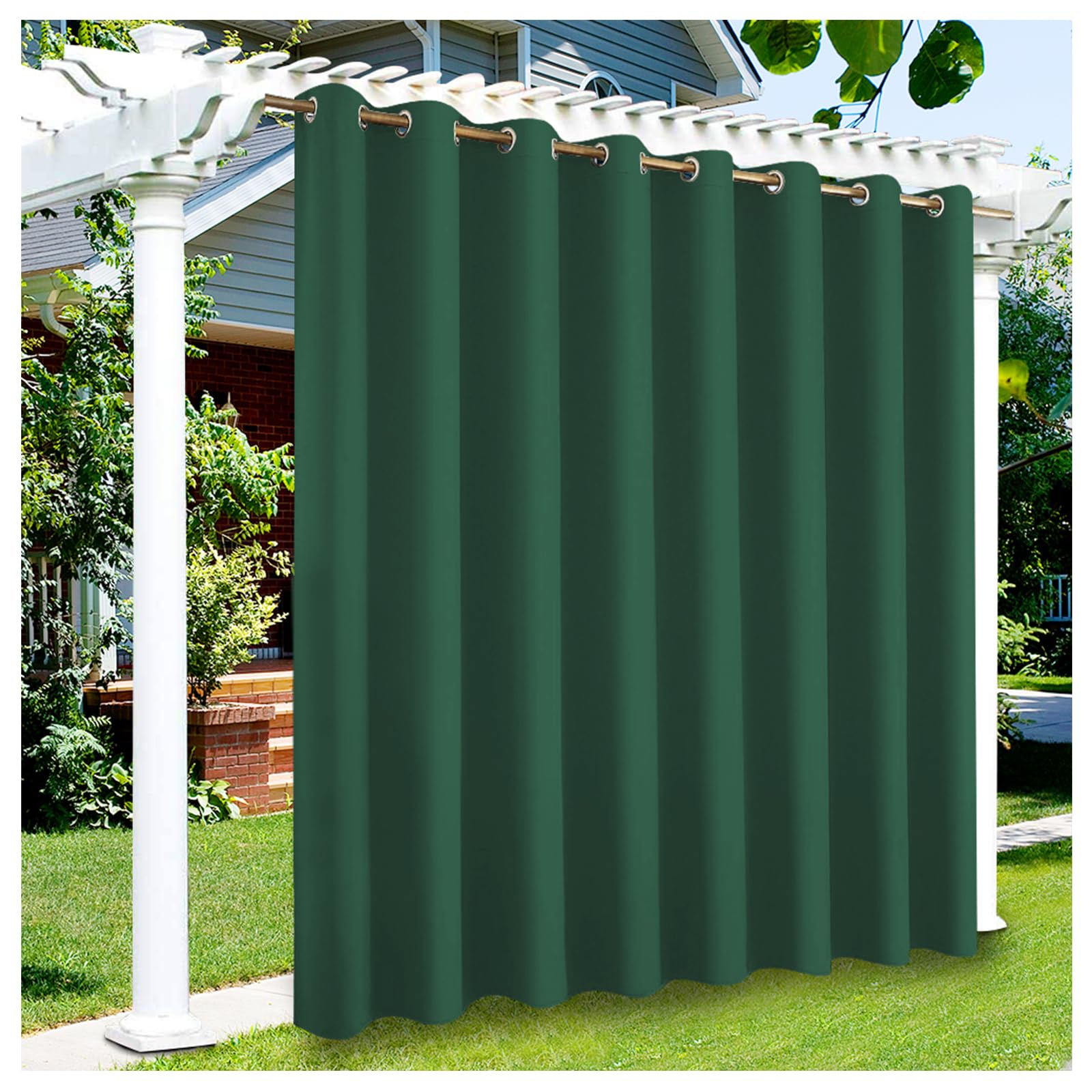 Mewkew Green Blackout Outdoor Curtains Indoor Outdoor Curtains for Patio Privacy Windproof Gazebo Blinds Pergola Drapes Porch Shades with Grommet Top,W 59.8"×L 59.1"(1 Panel)
