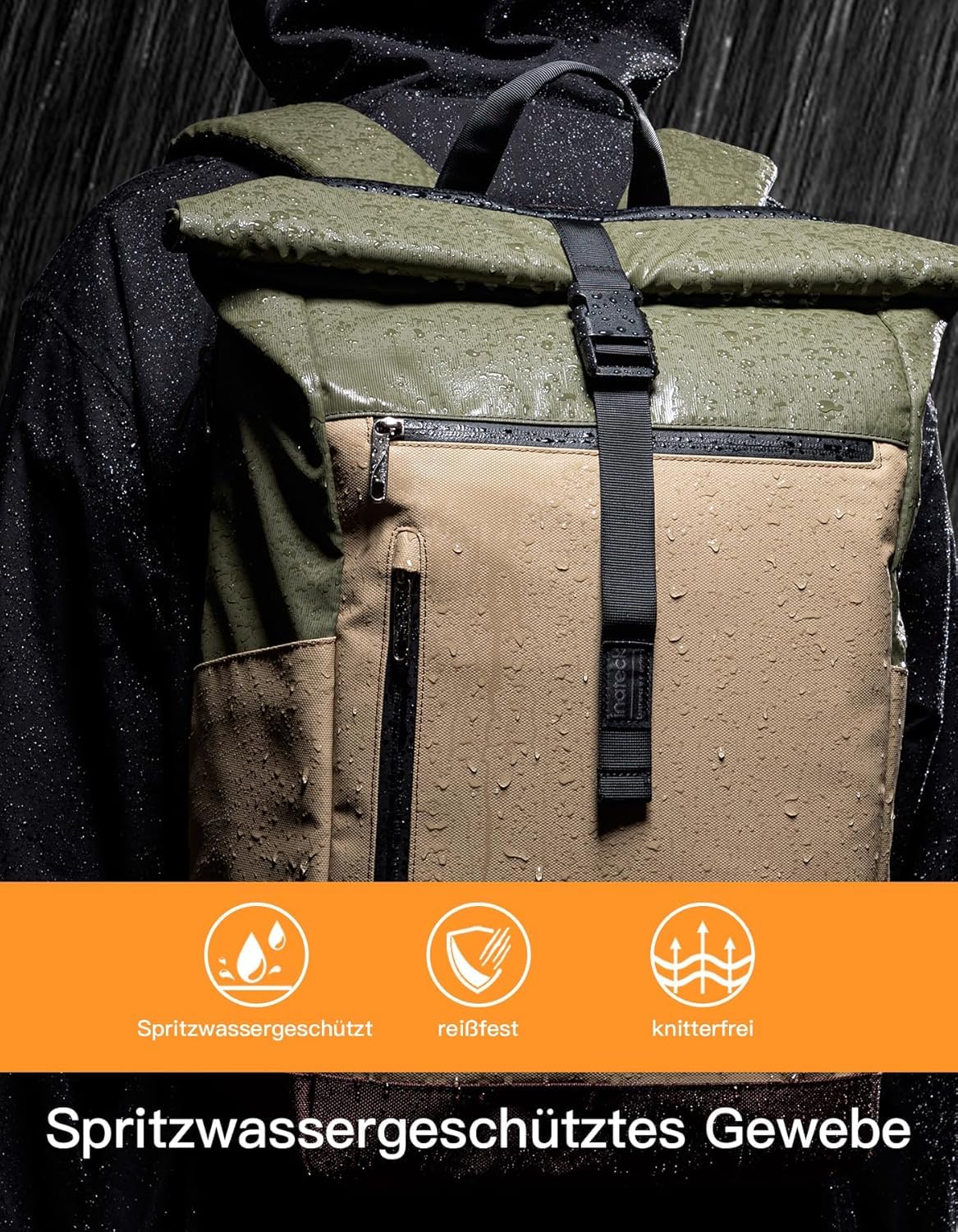 Inateck RollTop plecak dla mężczyzn i kobiet, 25-30 l, plecak rowerowy, plecak szkolny, na uczelnię, czas wolny, do pracy, sportu, podróży, stylowy plecak dzienny z kieszenią na laptopa o przekątnej
