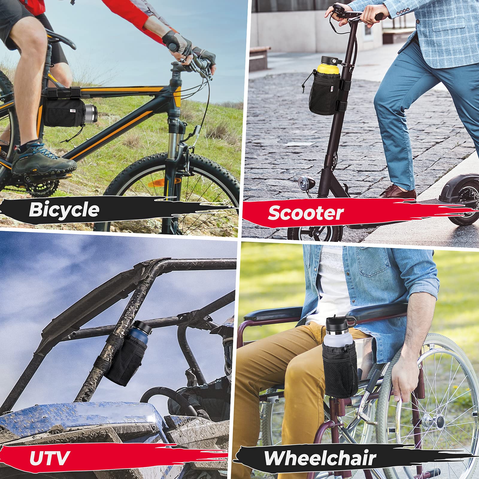 Kemimoto Cup Holder, Roll Bar Cup Holder for UTVs Wheelchair Scooter