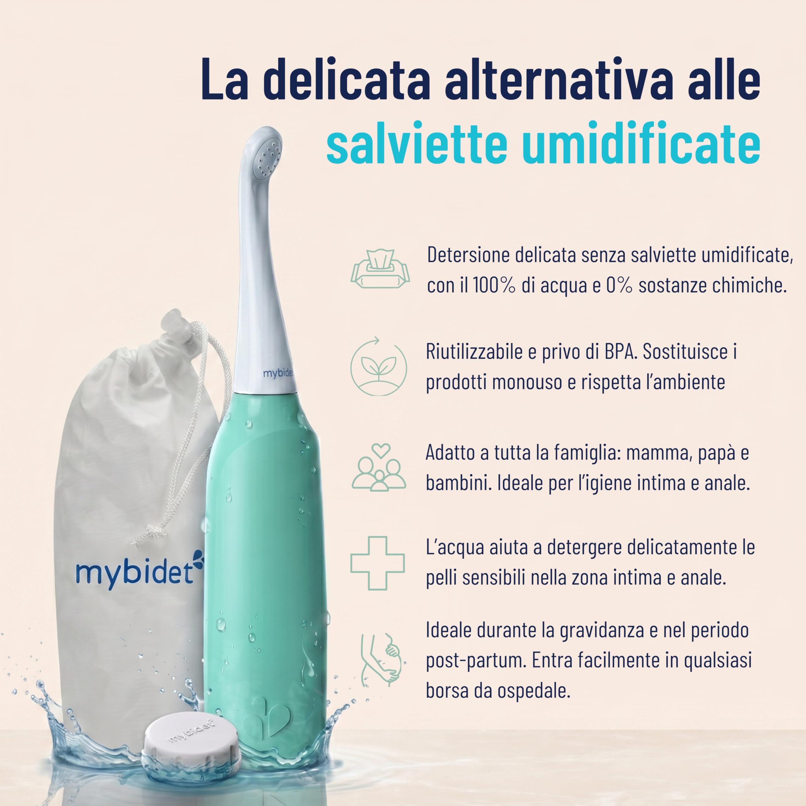 Doccia intima per glutei, risparmia 4000 salviette umidificate, 0% chimica, 100% acqua, per casa e in viaggio, senza batterie e connessioni, sostenibile