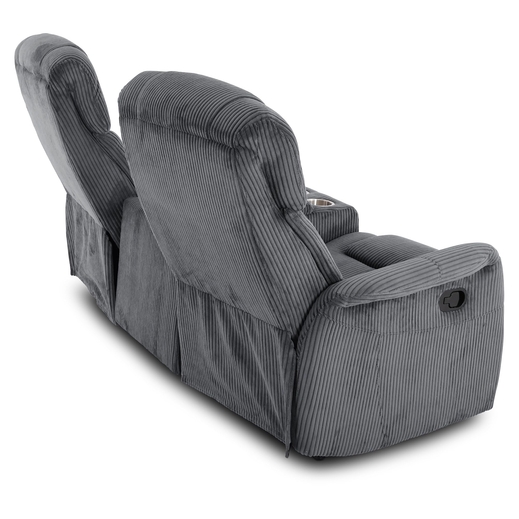 Raburg Kinosessel, 2er-Fernsehsessel mit Relaxfunktion & Liegefunktion, mechanisch, für 2 Personen, Taschenfederkern-Polsterung, Belastbarkeit je Sitzplatz 150 kg, Maxx, Breit-Cord-Mikrofaser|Graphit
