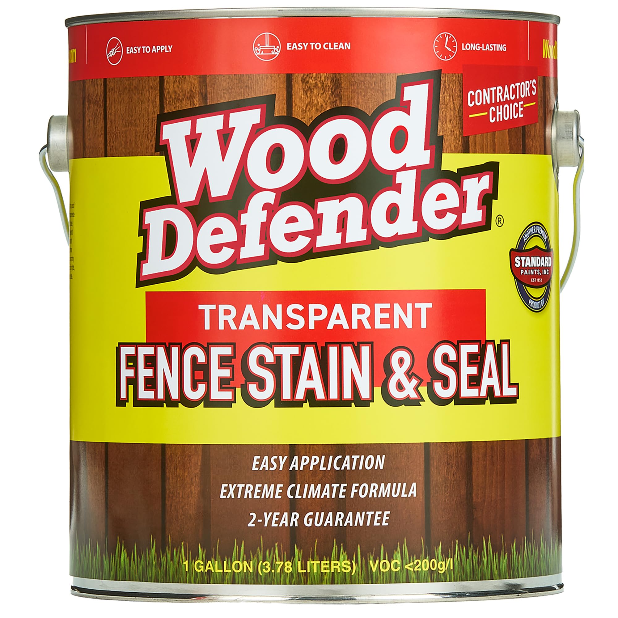 Wood Defender Transparent Fence Stain and Seal Cedar Tone 1-Gallon | Oil-Based Exterior Fence Coating | Long-Lasting Color Protection for Wood Fences