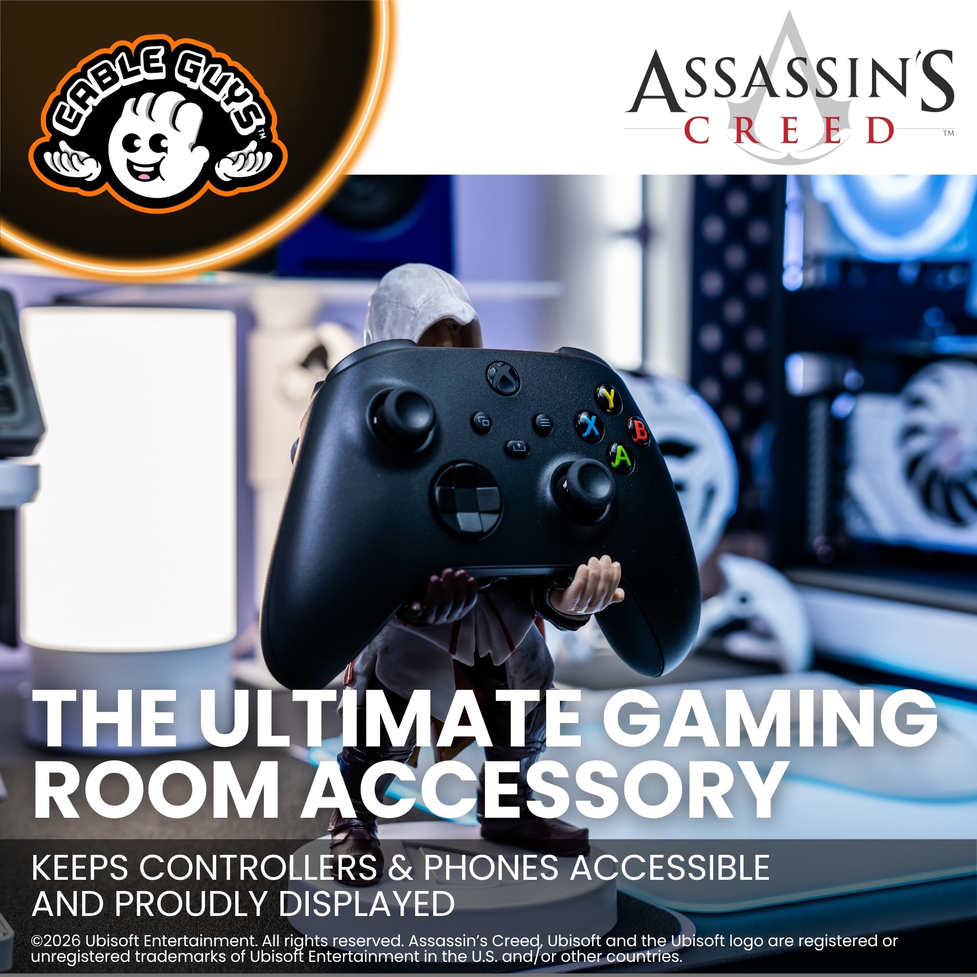 Cableguys Assassins Creed Ezio Support Manette et Porte Telephone - Gaming Accessoire et Figurine pour Bureau et Gamer Setup, Compatible avec Xbox, PlayStation et la Plupart des Manettes