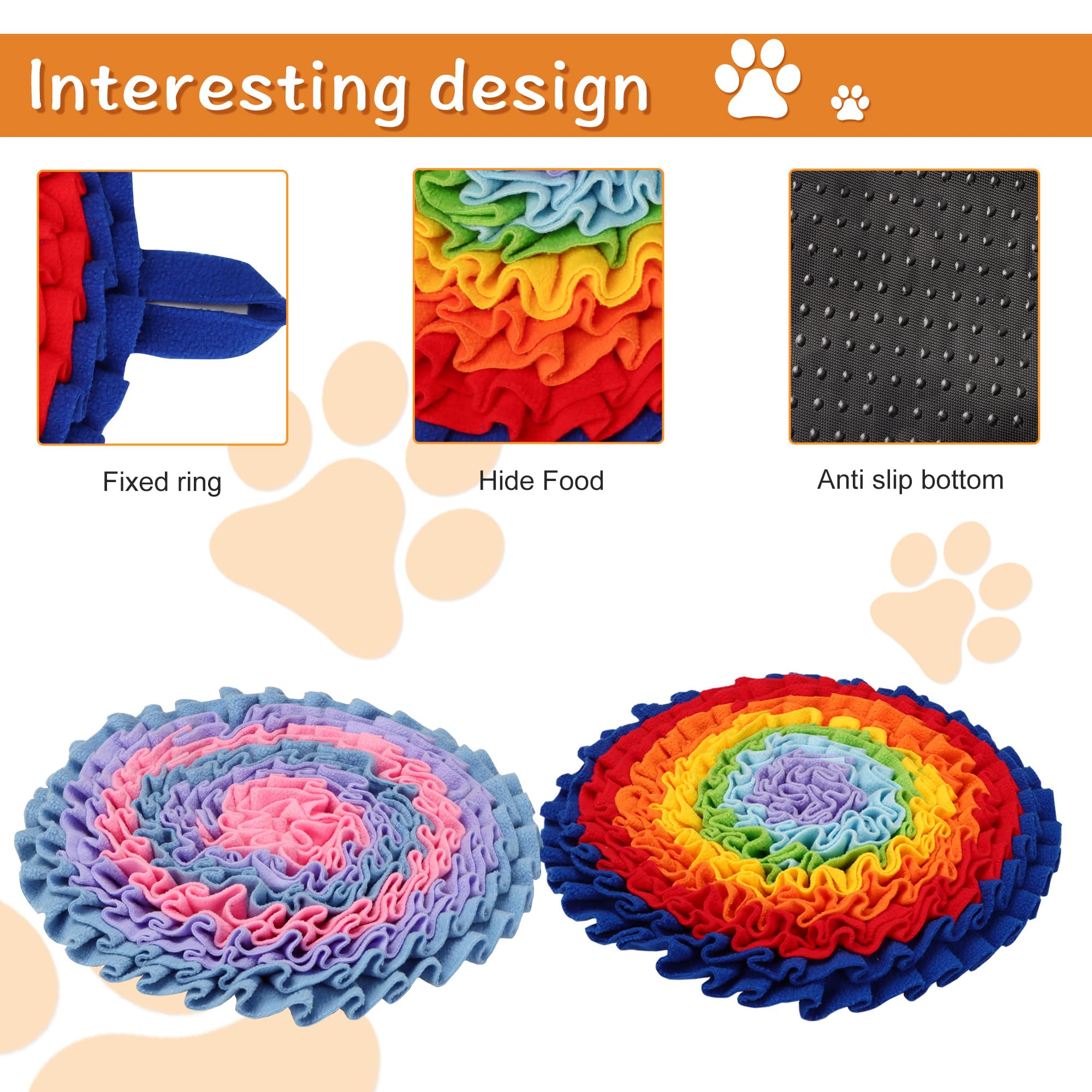 Lot de 2 tapis à renifler pour chiens - Tapis à renifler pour chiot, chat - Jouets interactifs pour l'entraînement aux odeurs pour les compétences de recherche de nourriture et soulagement