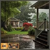 大雨と雷 – 時計と天気予報で穏やかな嵐を演出