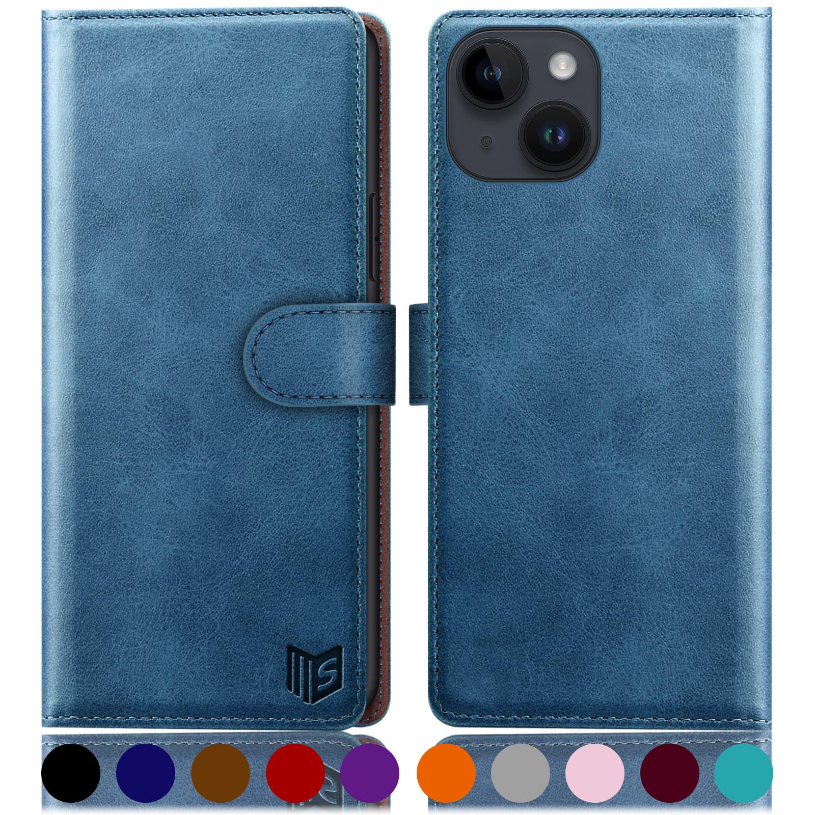 SUANPOT Design for iPhone 15 Plus 6.7" Kickstand Protective Wallet case with RFID Credit Card Holder,Flip Folio Book PU Leather Shockproof Cover Women