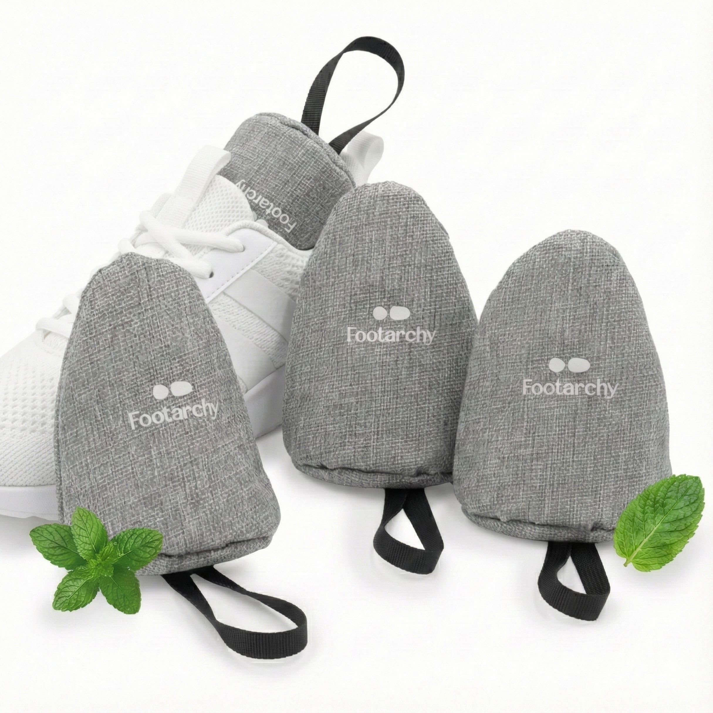 Assorbe gli odori per scarpe sportive Pack menta (4 x 80 g) - Sacchetti deodoranti anti anti umidità con carbone attivo e riutilizzabile 12 mesi
