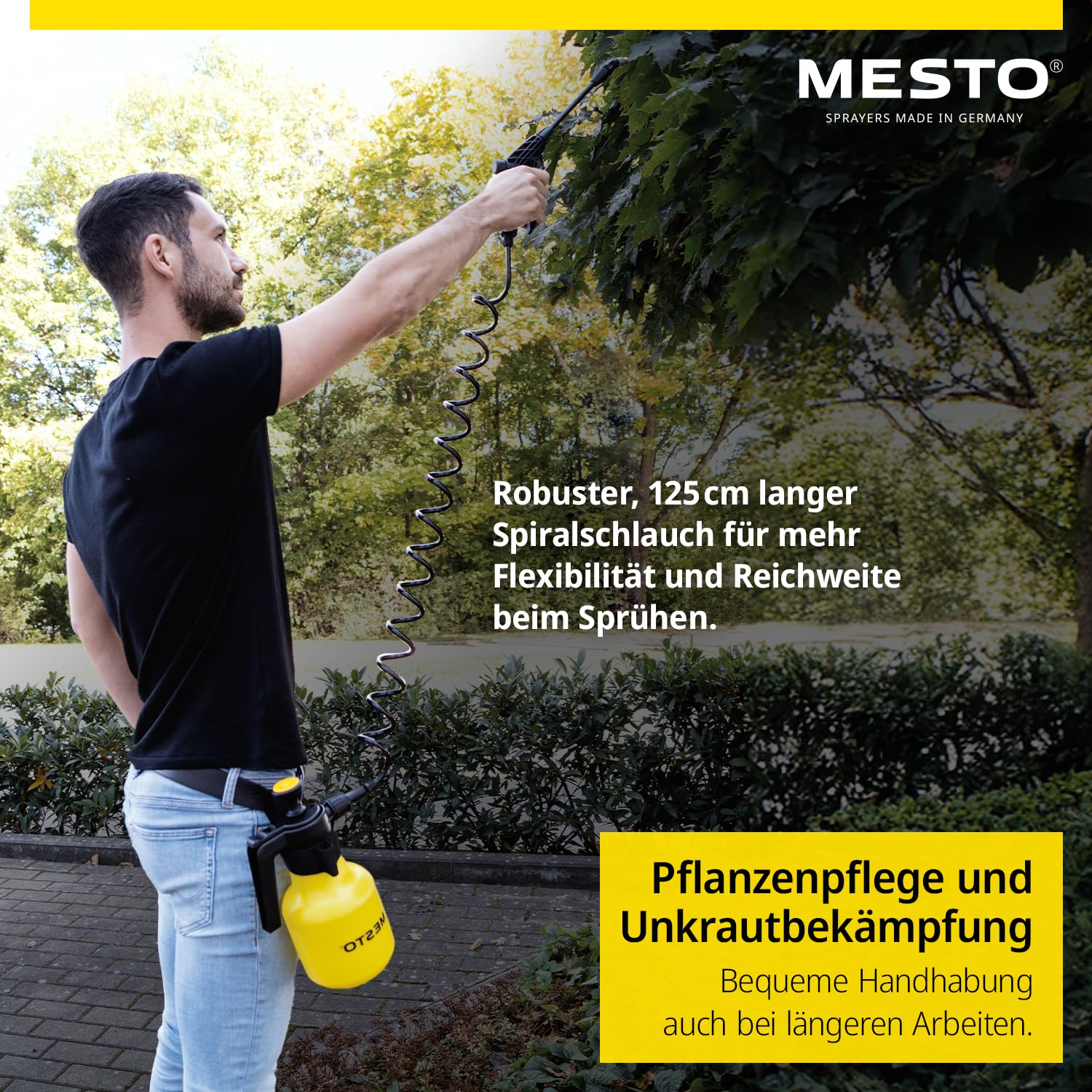 Mesto Belt Held Pulvérisateur 1,5L avec rallonge 45cm | Port à la Ceinture | Jardinage 3 Bar | Pulvérisateur à Pression pour Protection des Plantes et désherbage | Flacon Pompe Robuste
