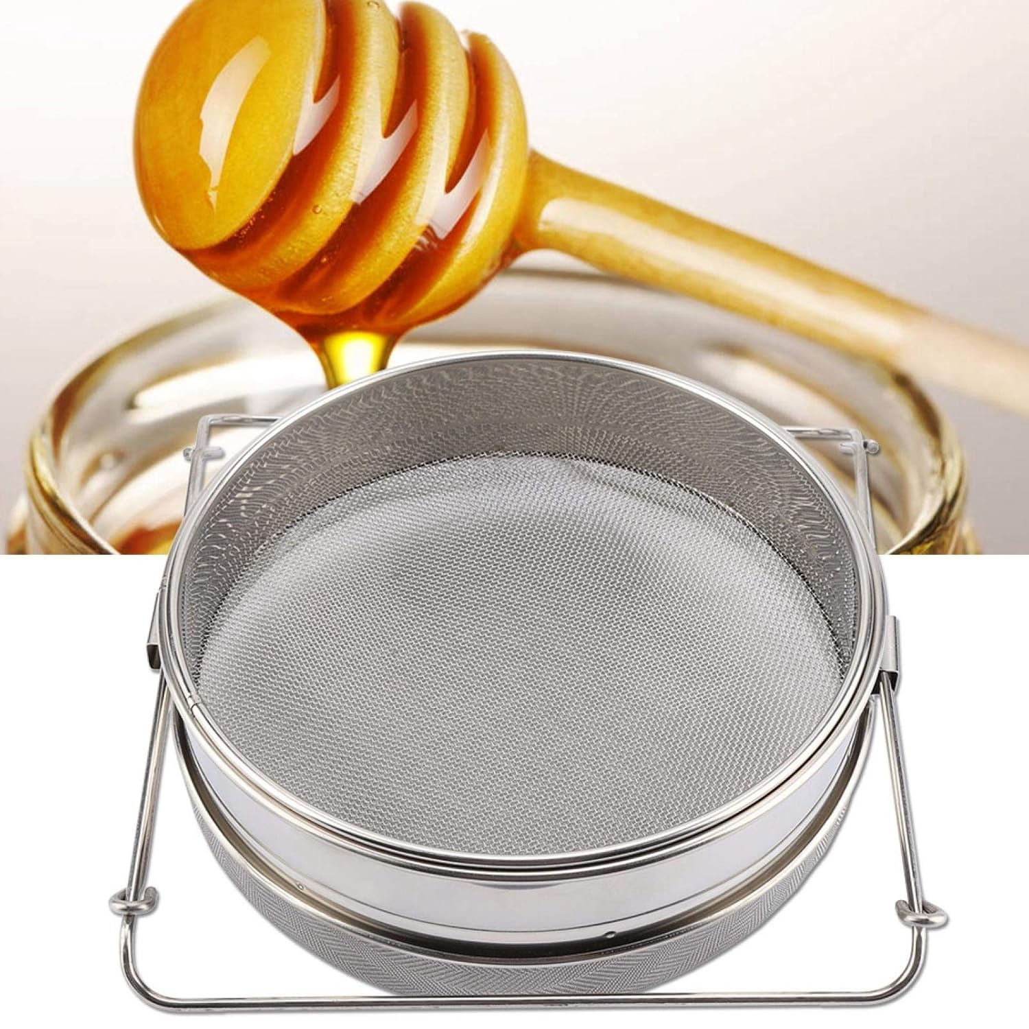 EVTSCAN Latest Big Stainless Steel Double Layer Honey Sieve,Strainer Honey Sieve,Strainer,Silver,Filter Set including Adjustable Arms,for Filter Out The Impurities of The Honey - Image 3