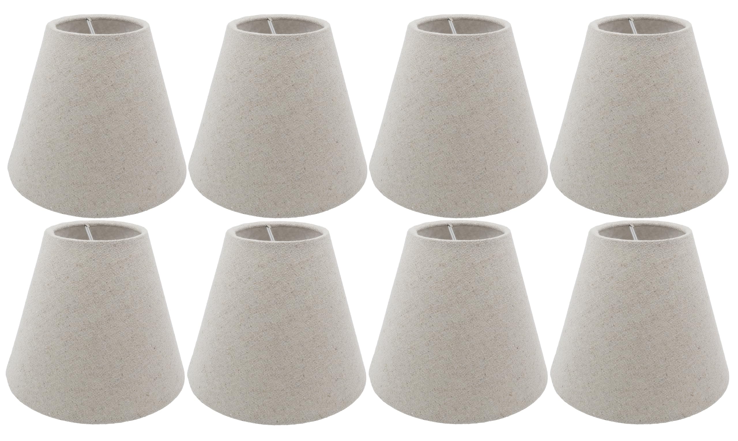 MERIVILLE Set of 8 Natural Linen Chandelier Lamp Shades, Designed for Candelabra Bulbs with Easy Clip-On Fitter, 3" X 6" X 5", 8-Pack