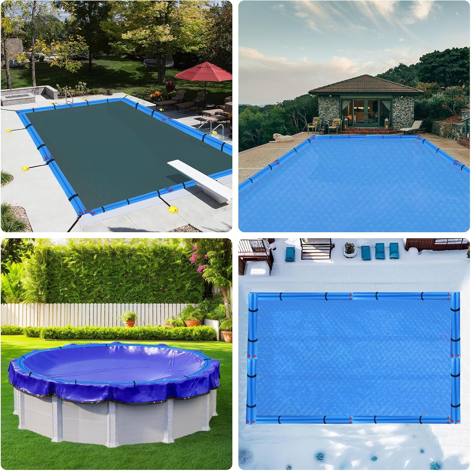 Pool Water Bags,10 Pack 8ft Heavy Duty Double Chamber Water Tubes Pool Cover Weights for Inground Pool,25 Gauge(0.3mm) Durable Water Bags for Winter Pool Cover (Blue)