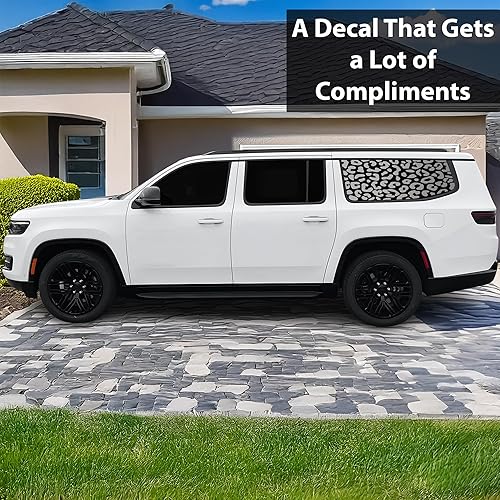 Miniatura 2 de BOGAR TECH DESIGNS Calcomanía de vinilo precortada con estampado de leopardo y guepardo compatible con Jeep Wagoneer 2022-2024, negro mate