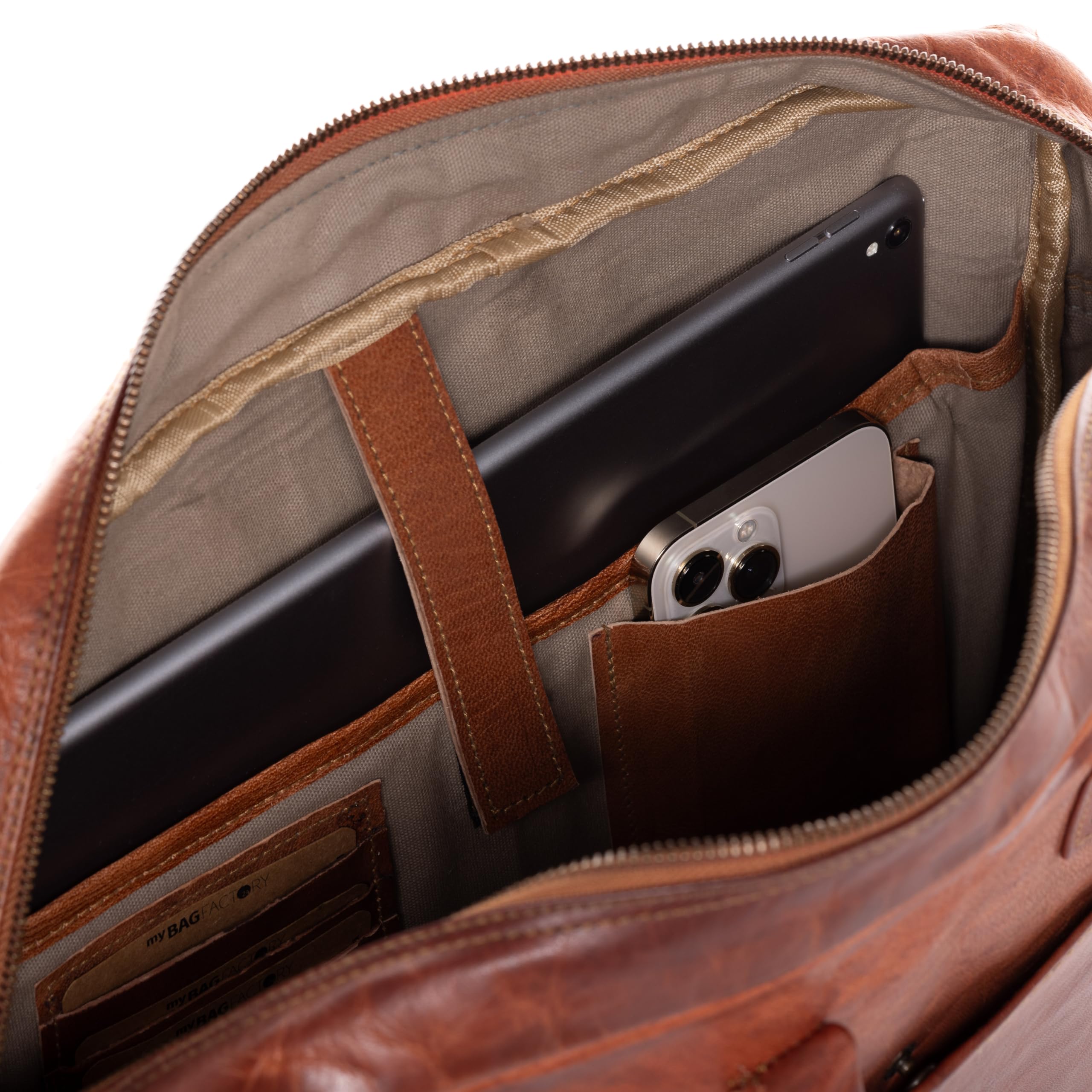 SID & VAIN Sac Ordinateur Portable Cuir véritable 15 Pouces Cedar Mallette Professionnelle bandoulière Grand pour Hommes et Femmes Serviette de Travail Etudiante Marron