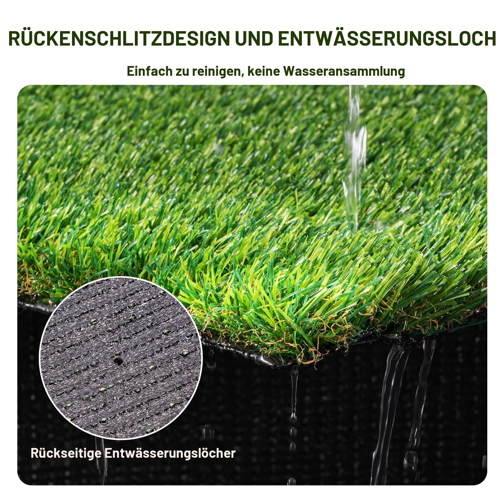 VEVOR Rasenteppich 1530 x 920 mm Kunstrasenteppich PP + PE Kunstrasen 35 mm Florhöhe UV-beständig Grasteppich mit hoher Dichte Ideal für Terrasse Balkon Picknicks