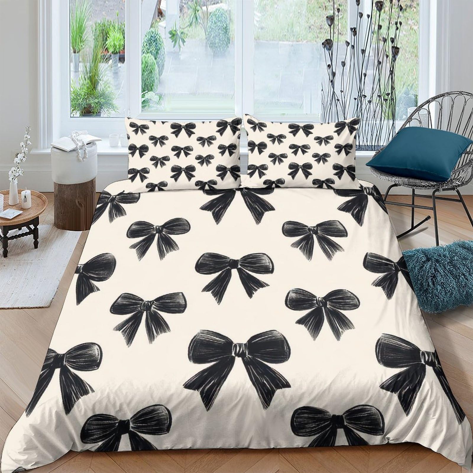 Ctjqhvkz Style-2 3D Printed Black Bow Fitted Sheet Microfiber Soft Bedroom Decor, Artistic Ribbon Bed Cover For Home Guest Room Single（135X200cm）