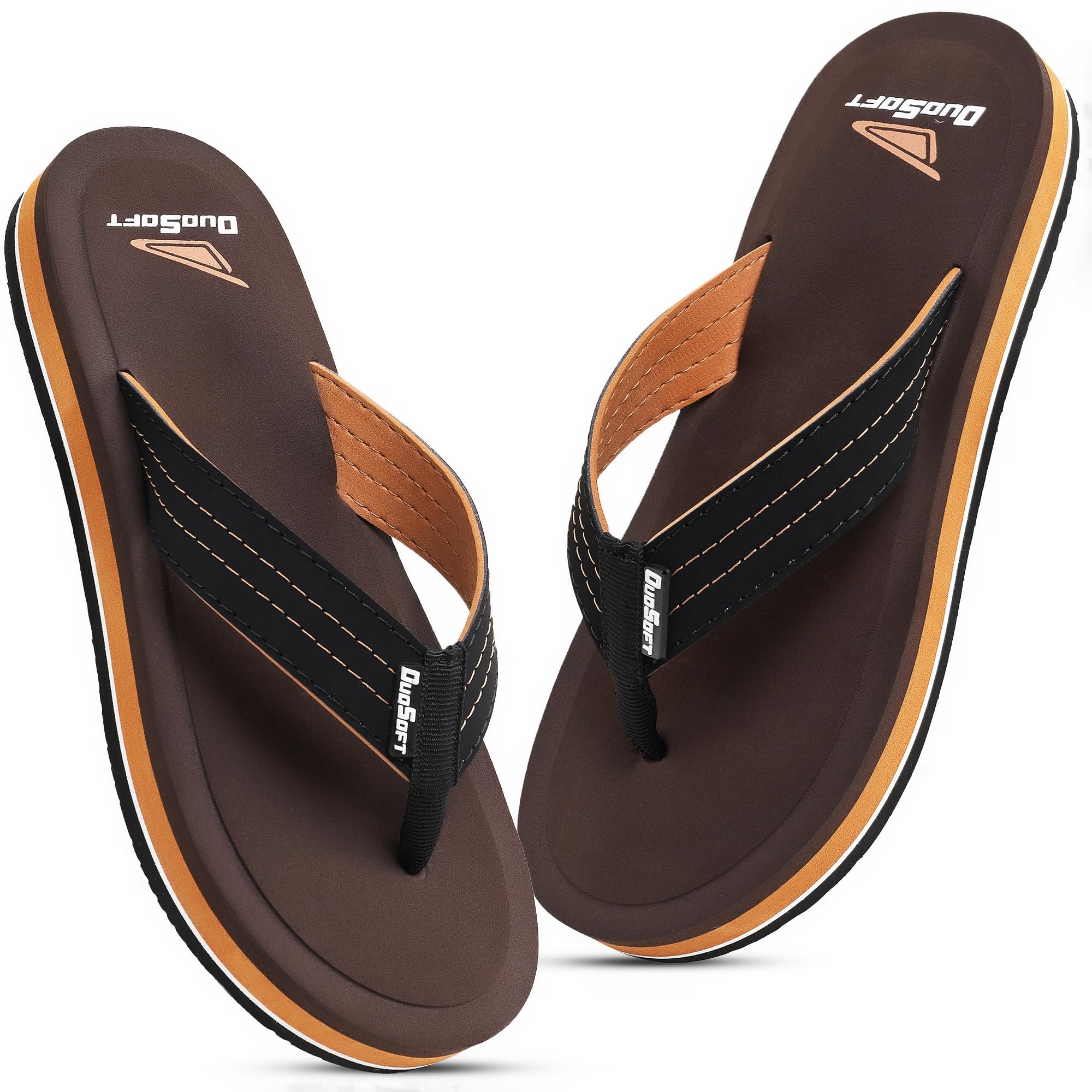 Men's Slipper Flip Flops, Brown, Anti-Skid Rubber Sole, Arch Support, Superior Shock Absorption, Super Soft-image-46