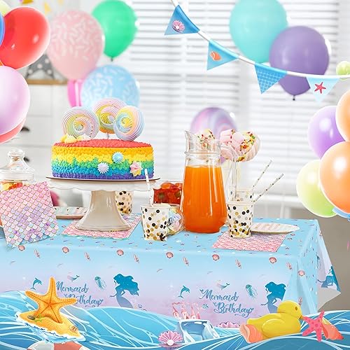 Miniatura 6 de 120 servilletas de fiesta con escamas de sirena, papel de 2 capas, 13 x 13 pulgadas, suministros para fiesta de cumpleaños de sirena
