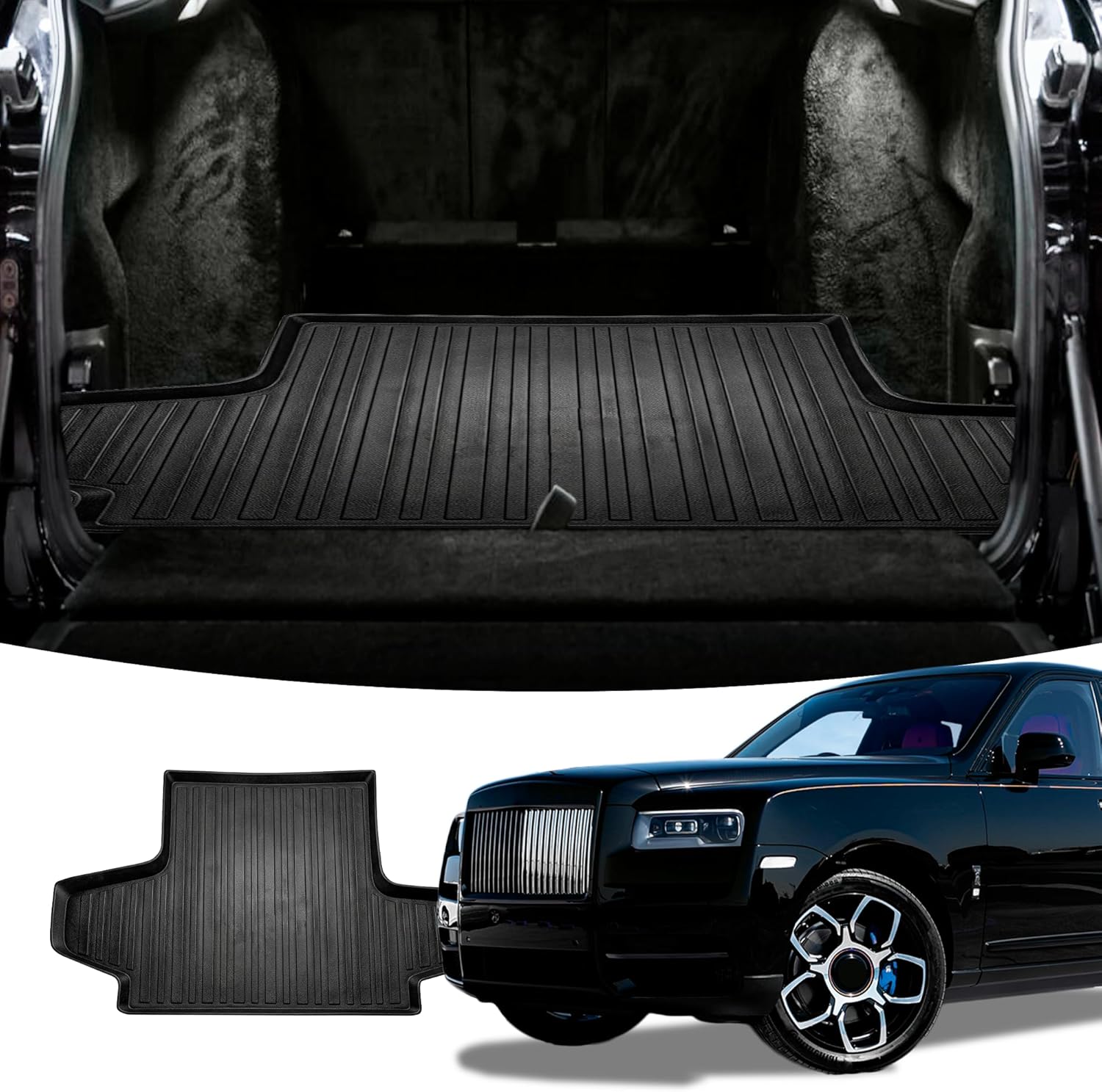 Premium Cargo Liner for Rolls-Royce Cullinan 2018-2026 - 100% Protection - Custom Fit Car Trunk Mat - All-Season Black Cargo Mat - 3D Shaped Laser Measured Trunk Liners for Rolls-Royce Cullinan