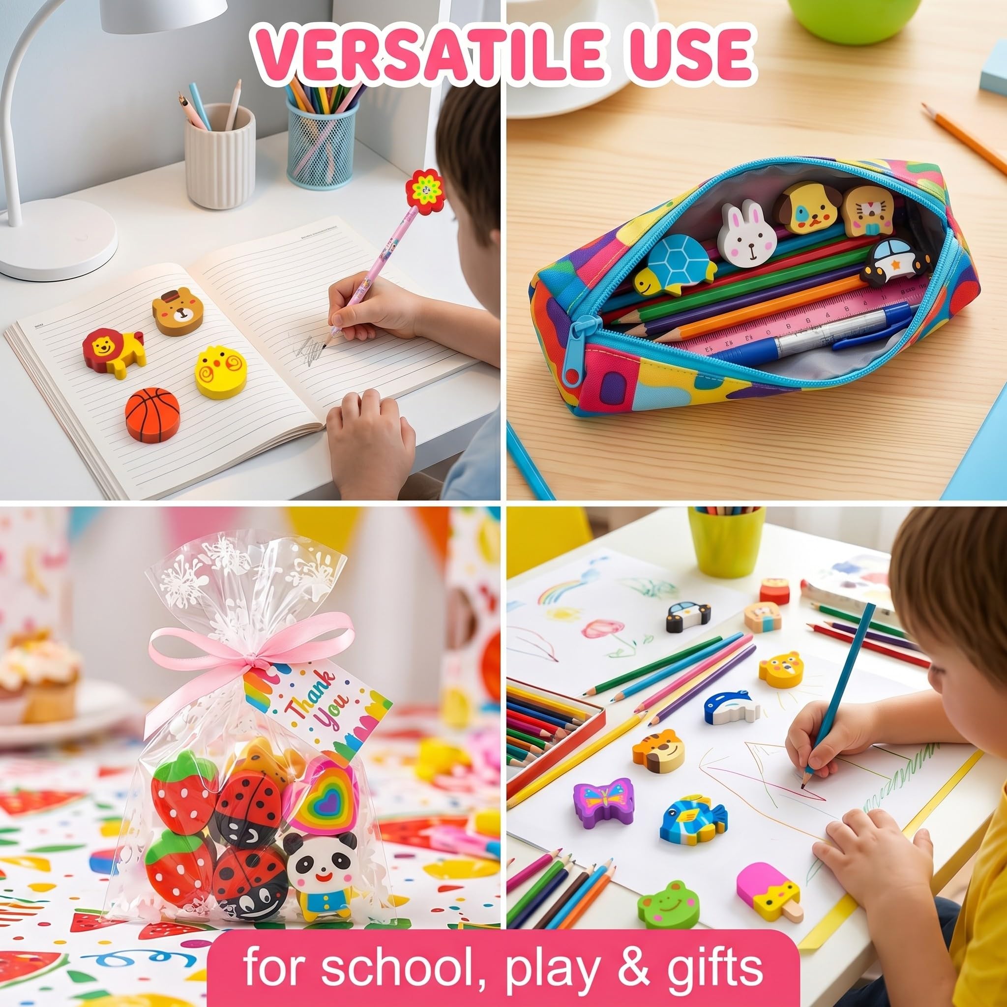 30 Gomas de Borrar Divertidas para Niños, Mini Gomas de Borrar Kawaii con Caja, Borradores de Lápiz para Premios Escolares, Regalos de Cumpleaños y Material Escolar, Diseños Aleatorios