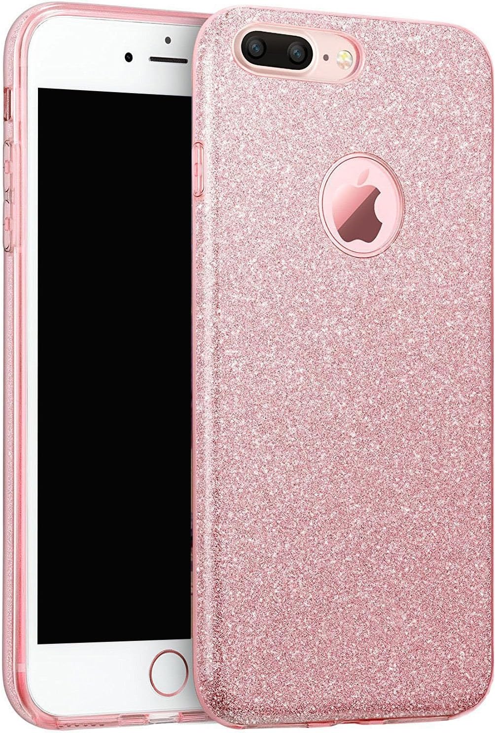 iPhone 7 Plus Case, iPhone 8 Plus Case,Leevin Bling Luxury Glitter Sparkle Pretty Cute 3 Layer Hybrid Shockproof Hard PC/Protective/Soft Slim TPU Back Cover for 5.5 iPhone 7&8 Plus (Rose Gold)