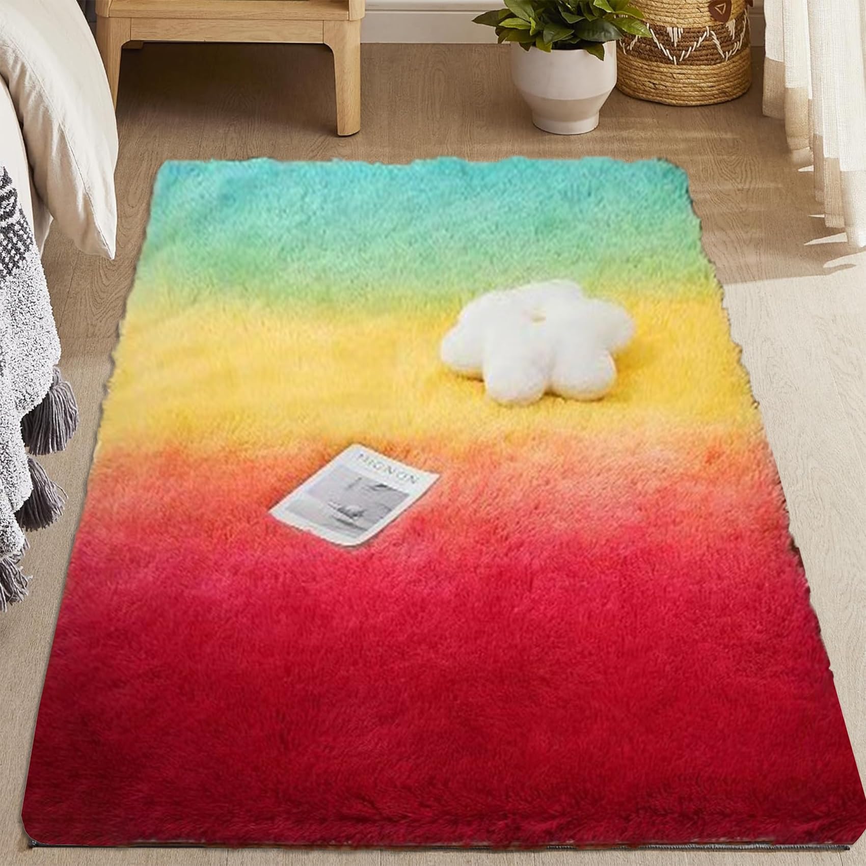 CUIMEI Alfombra Salon Grande 250 x 350 cm, Súper Grueso Lavable a Máquina Duradero, Antimanchas,Resistente a La Humedad, para Pasillo Pelo Largo Fluffy Alfombra, Multicolor